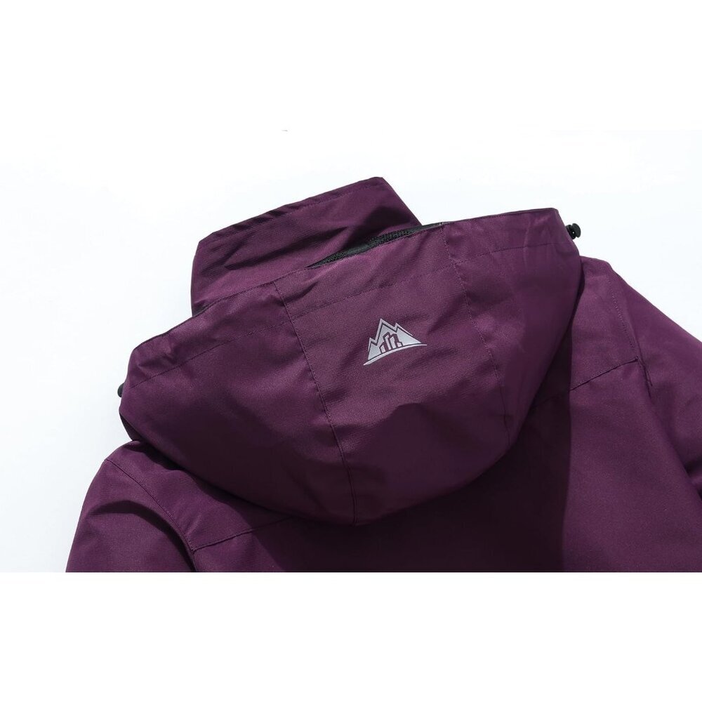 Women's Purple Waterproof Lightweight Rain Jacket Windproof Trench Coat Hood - Picture 4 of 7